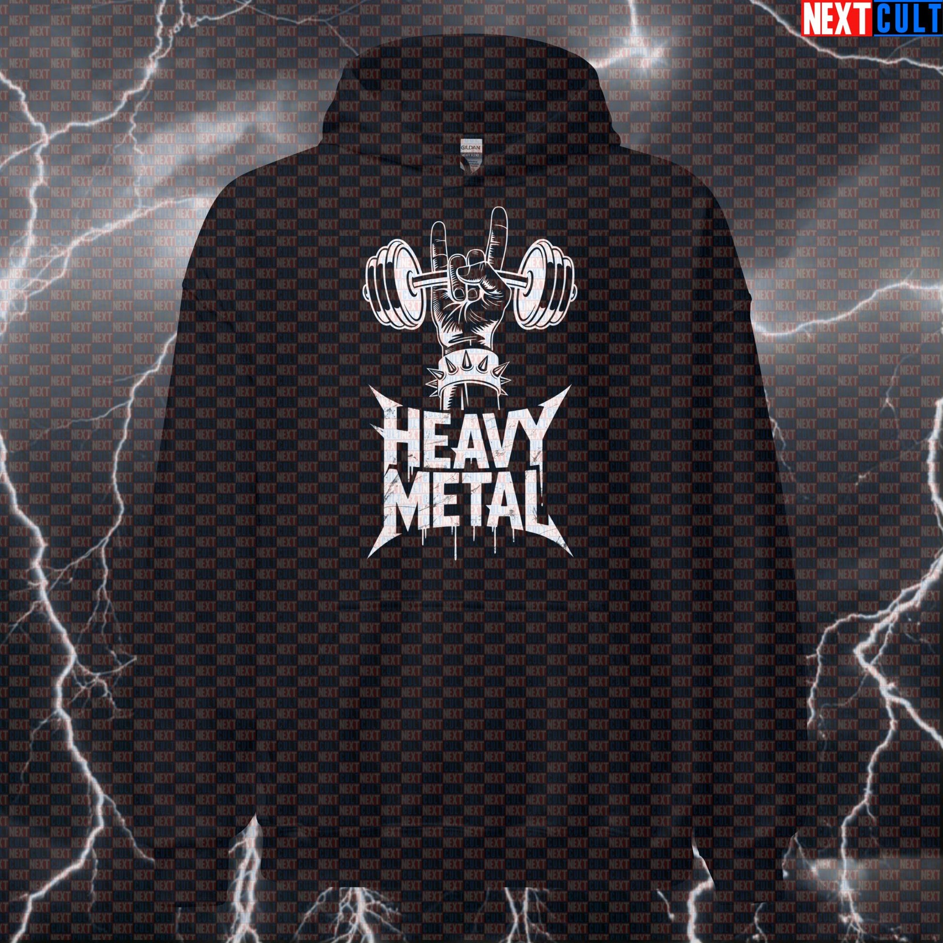 Heavy Metal Gym Hoodie - Funny Rock On Workout Hooded Sweatshirt Pullover Pump Cover For Lifters Hoodies Next Cult Brand