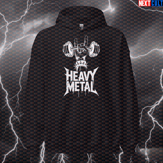 Heavy Metal Gym Hoodie - Funny Rock On Workout Hooded Sweatshirt Pullover Pump Cover For Lifters Hoodies Next Cult Brand