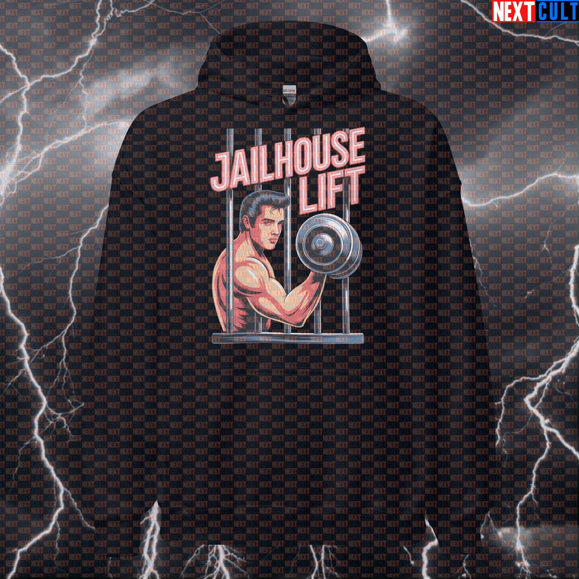 Jailhouse Lift Funny Gym Hoodie - Elvis Presley Rock & Roll Hooded Sweatshirt Pump Cover Hoodies Next Cult Brand