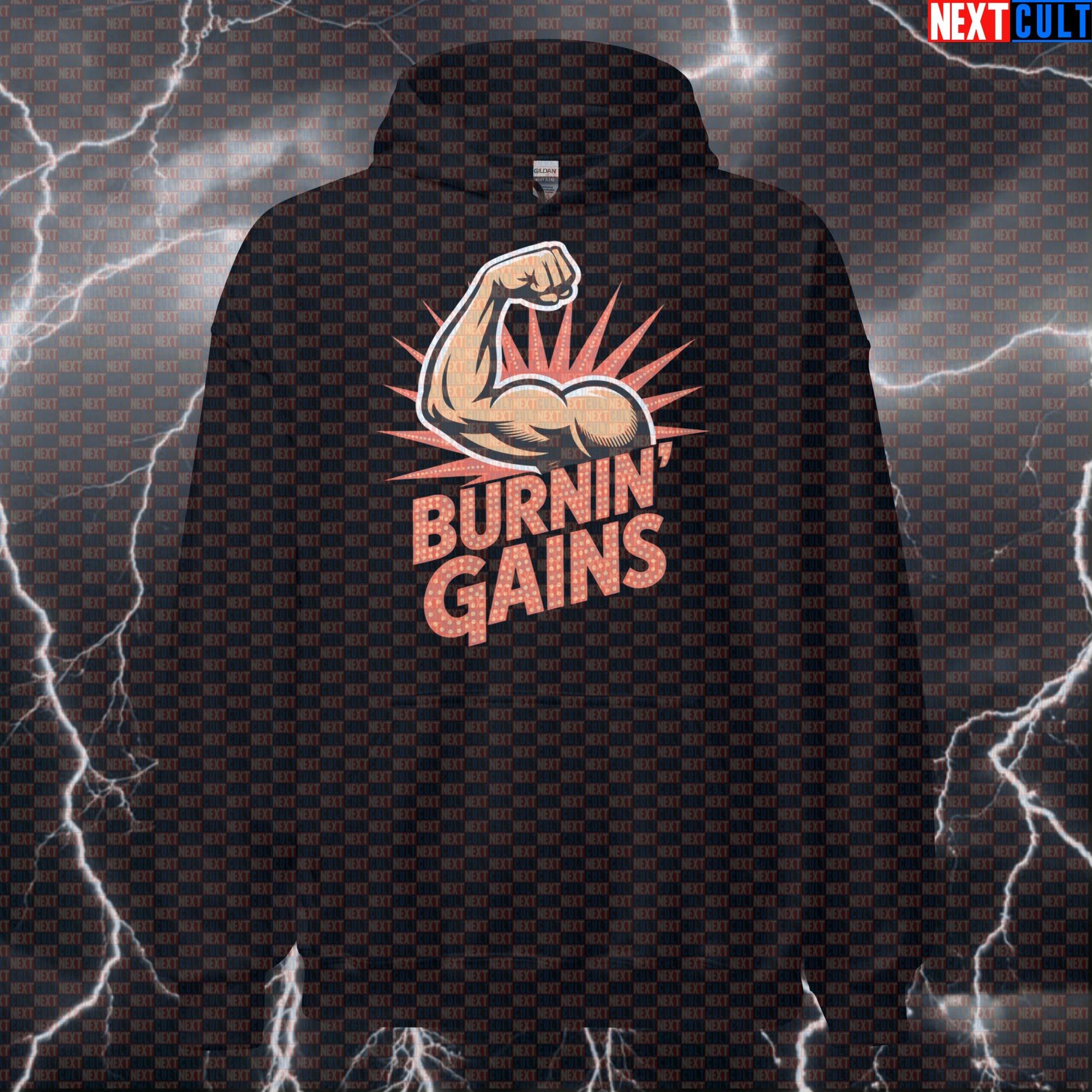 Burnin Gains Funny Gym Hoodie - Elvis Presley Rock & Roll Hooded Sweatshirt Pump Cover Hoodies Next Cult Brand