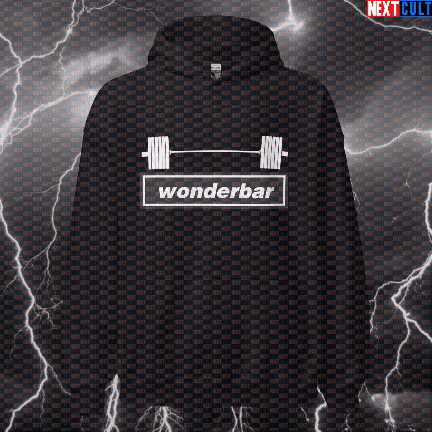 Wonderbar Gym Hoodie | Funny Workout Hooded Sweatshirt with Oasis Wonderbarbell Meme Hoodies Bodybuilding Fitness Gym Oasis Powerlifting Pump Cover Rock Music Workout Next Cult Brand