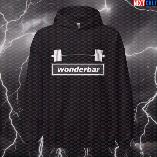 Wonderbar Gym Hoodie | Funny Workout Hooded Sweatshirt with Oasis Wonderbarbell Meme Hoodies Bodybuilding Fitness Gym Oasis Powerlifting Pump Cover Rock Music Workout Next Cult Brand