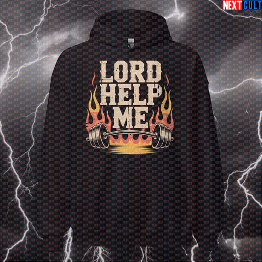 Lord Help Me With This Lift Funny Gym Hoodie - Lynyrd Skynyrd Workout Hooded Sweatshirt Pullover Hoodies Bodybuilding Fitness Gym Lynyrd Skynyrd Powerlifting Pump Cover Rock Music Workout Next Cult Brand