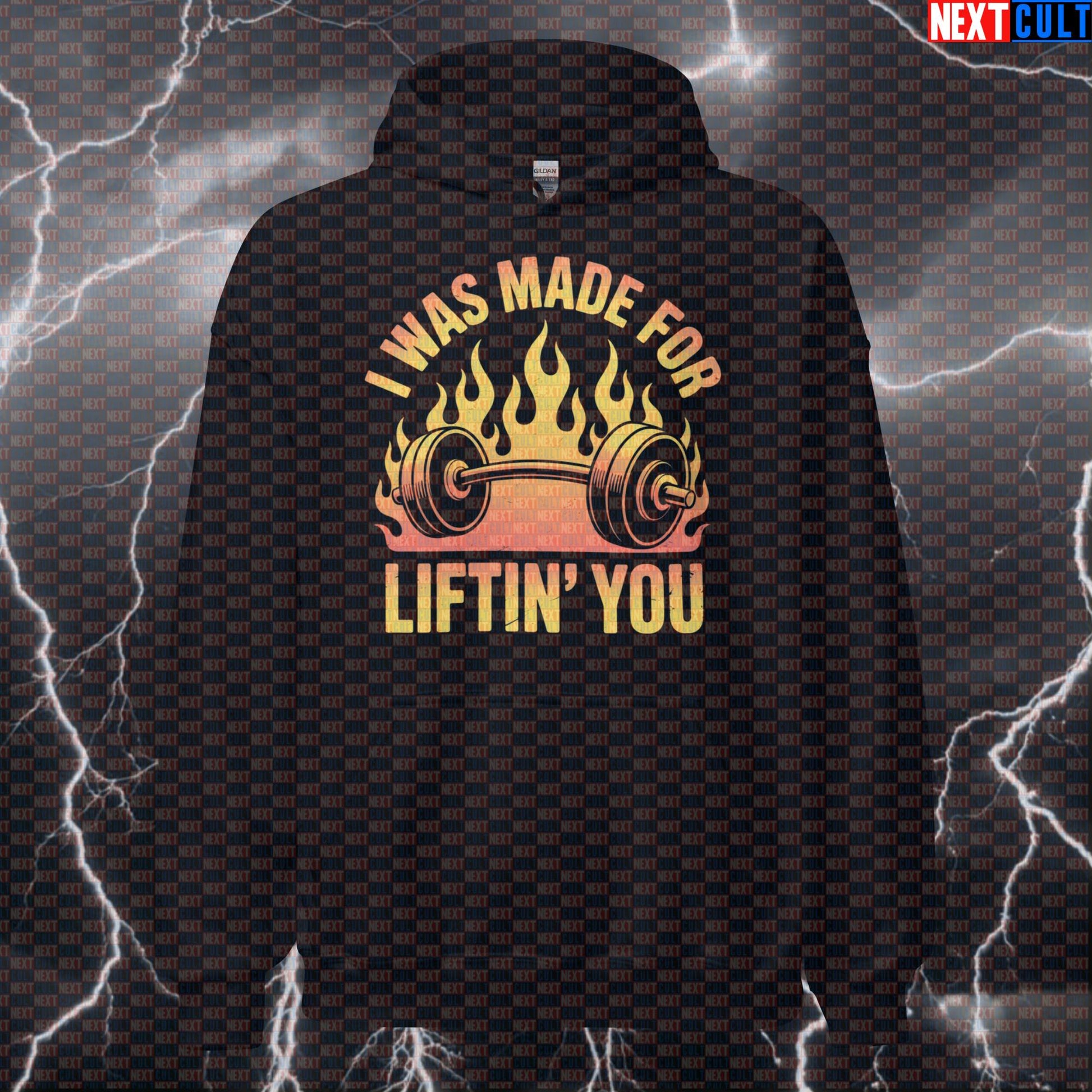 I Was Made For Liftin You Funny Gym Hoodie - KISS Rock Meme Hooded Sweatshirt Barbell Pump Cover Hoodies Bodybuilding Fitness Gym KISS Powerlifting Pump Cover Rock Music Workout Next Cult Brand