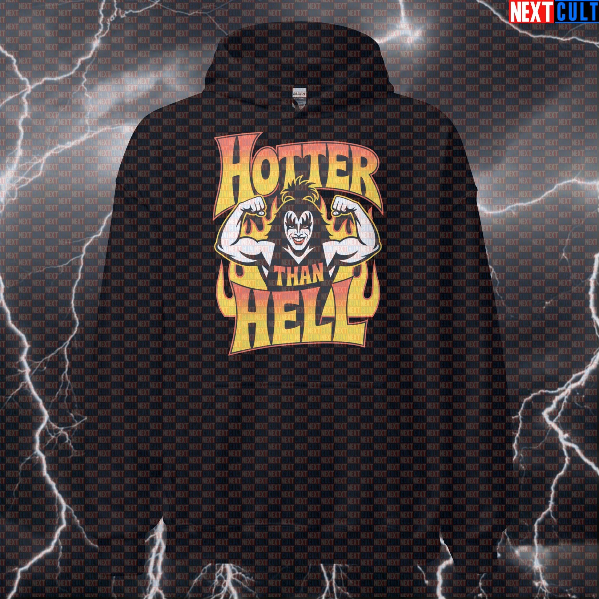 Hotter Than Hell Funny Gym Hoodie - KISS Rock Music Hooded Sweatshirt Pullover Pump Cover Hoodies Bodybuilding Fitness Gym KISS Pump Cover Rock Music Workout Next Cult Brand
