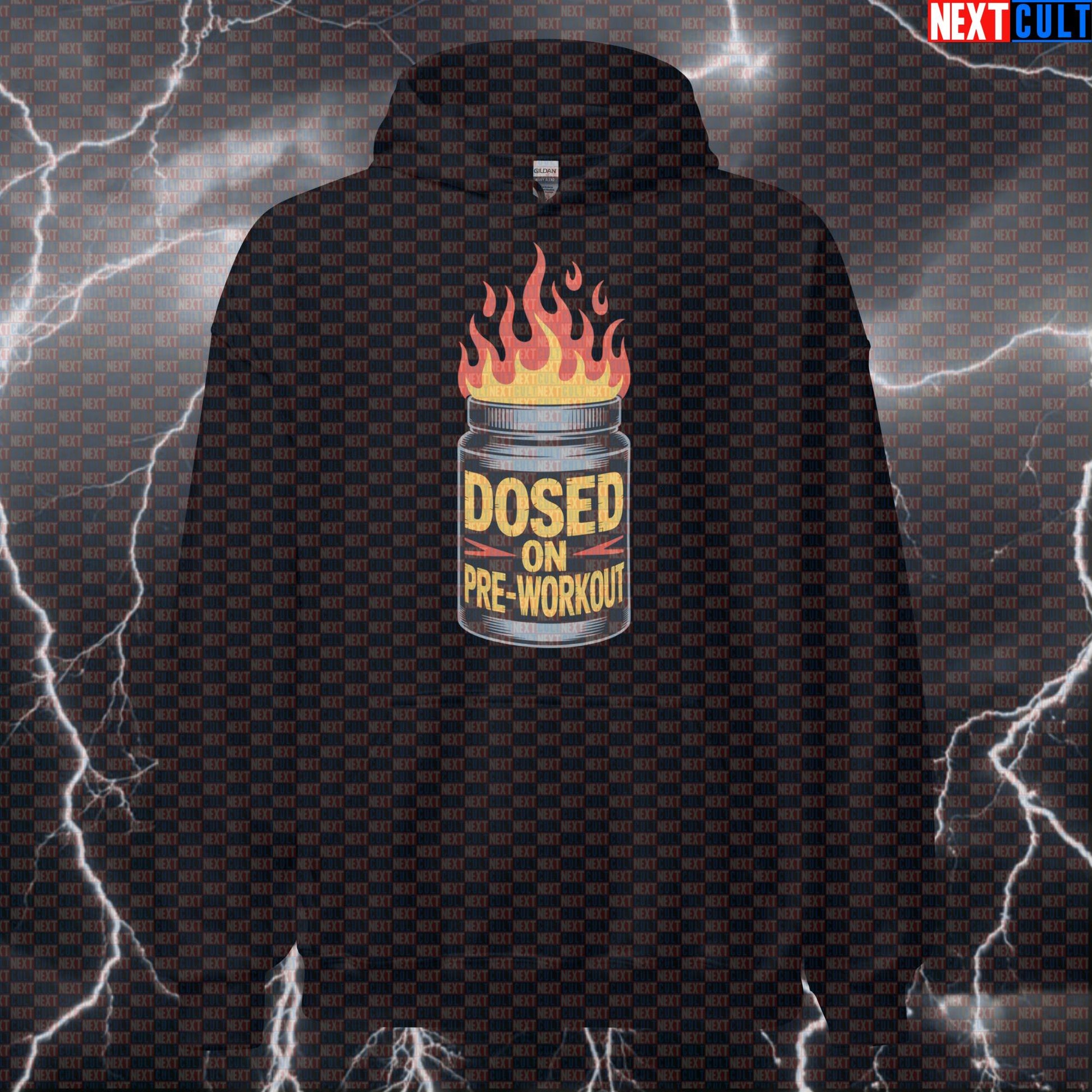 Dosed On Preworkout Funny Gym Hoodie - Red Hot Chili Peppers Meme Hooded Sweatshirt For Gymbros Hoodies Bodybuilding Fitness Gym Powerlifting Pump Cover Red Hot Chili Peppers Rock Music Workout Next Cult Brand