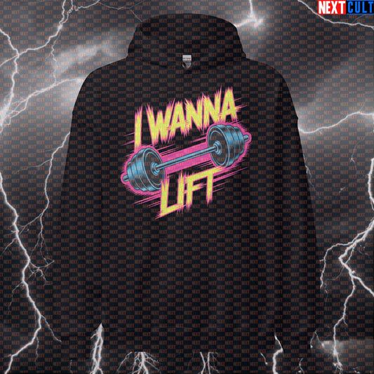 I Wanna Lift Funny Gym Hoodie - Twisted Sister Heavy Metal Meme Hooded Sweatshirt Pullover Hoodies Bodybuilding Fitness Gym Powerlifting Pump Cover Rock Music Twisted Sister Workout Next Cult Brand
