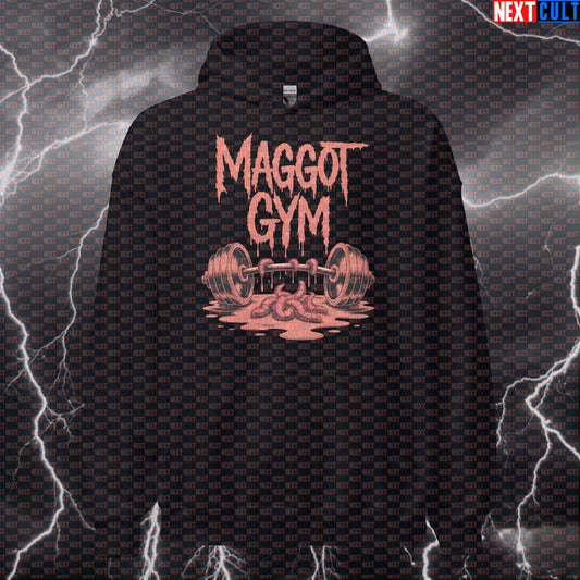 Maggot Gym Funny Hoodie - Heavy Metal Hooded Sweatshirt Pullover Pump Cover Hoodies Bodybuilding Fitness Gym Powerlifting Pump Cover Rock Music Slipknot Workout Next Cult Brand