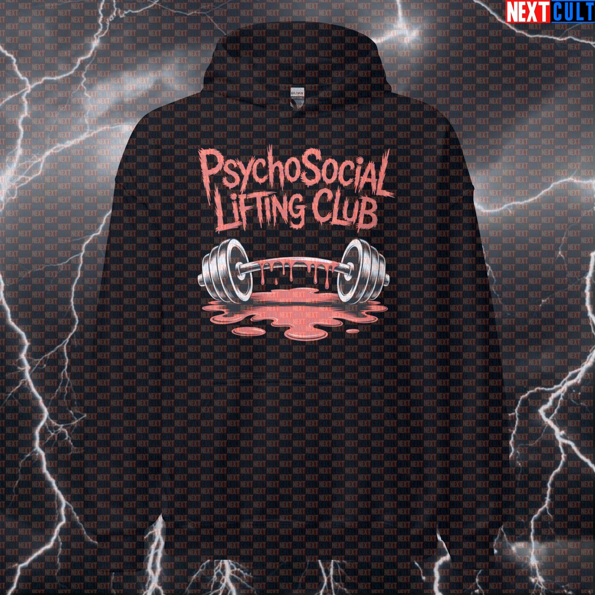 Psychosocial Lifting Club Funny Gym Hoodie - Heavy Metal Workout Hooded Sweatshirt Pullover Hoodies Bodybuilding Fitness Gym Powerlifting Pump Cover Rock Music Slipknot Workout Next Cult Brand
