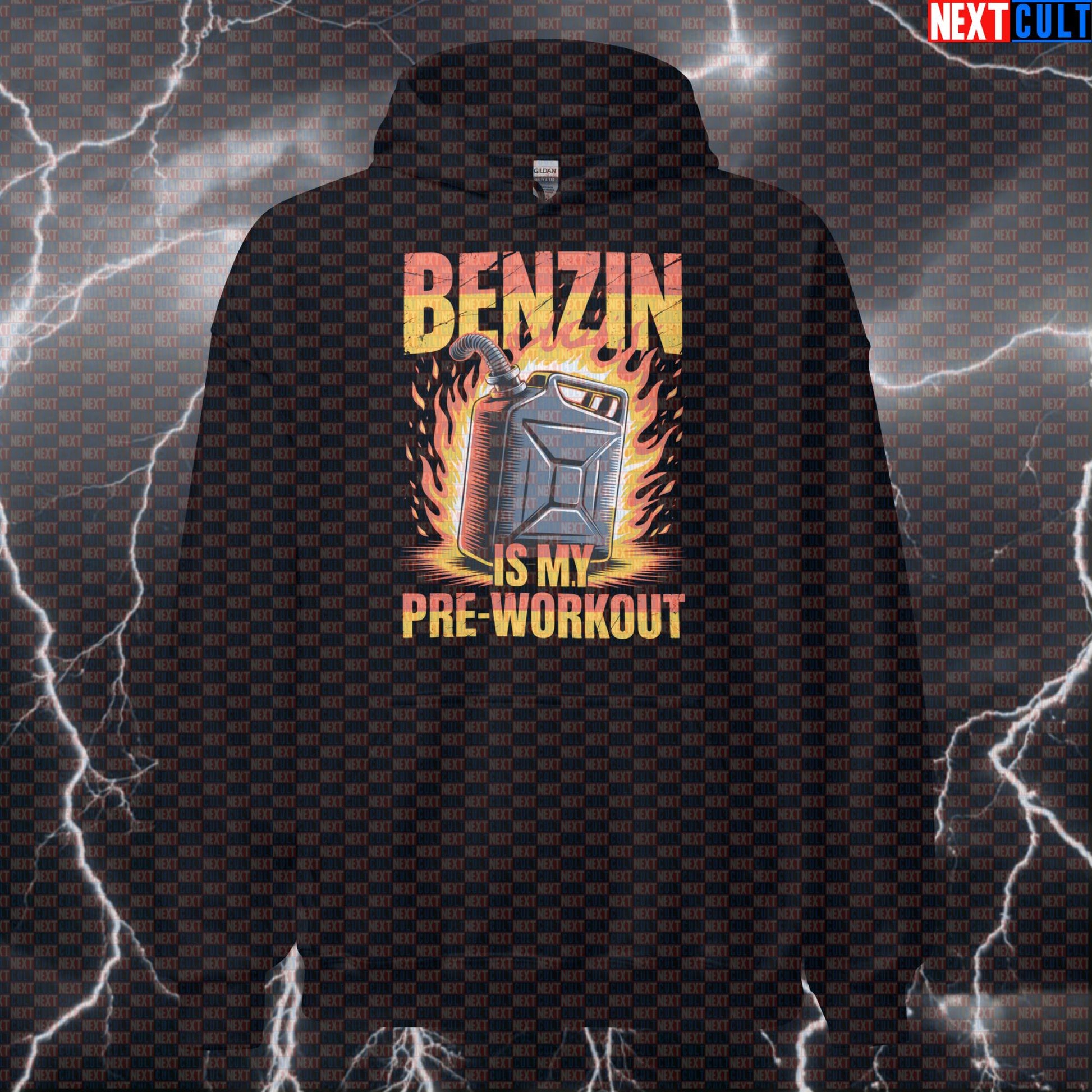 Benzin Is My Preworkout Funny Gym Hoodie - Rammstein Fuel Hooded Sweatshirt Pullover Hoodies Bodybuilding Fitness Gym Pump Cover Rammstein Rock Music Workout Next Cult Brand