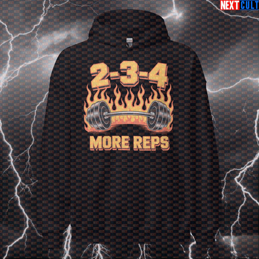 2-3-4 More Reps Rammstein Funny Gym Hoodie - Heavy Metal Workout Hooded Sweatshirt Pump Cover Hoodies Bodybuilding Fitness Gym Pump Cover Rammstein Rock Music Workout Next Cult Brand