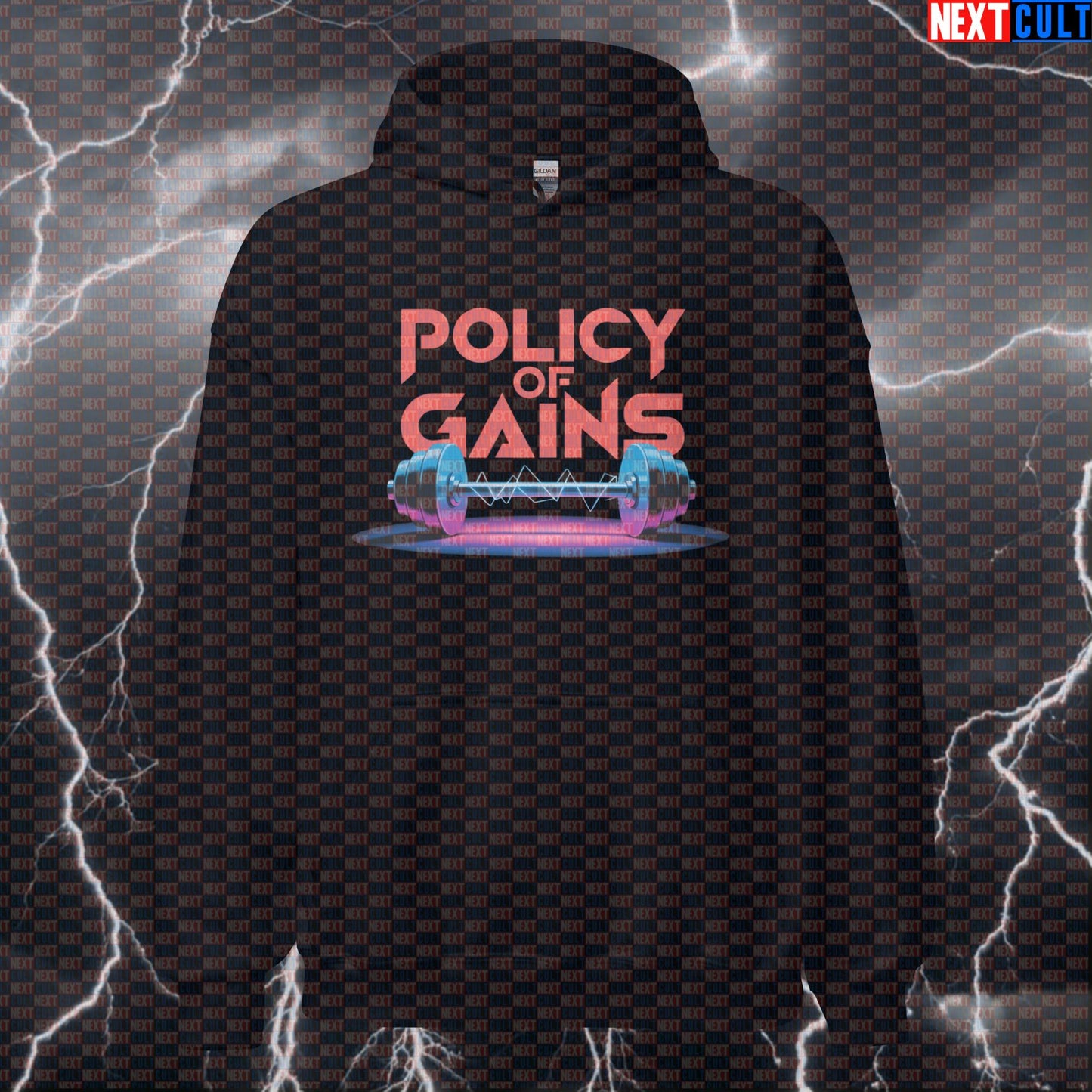 Policy Of Gains Funny Gym Hoodie - Depeche Mode Workout Hooded Sweatshirt Pullover Pump Cover Hoodies Bodybuilding Depeche Mode Fitness Gym Pump Cover Rock Music Workout Next Cult Brand