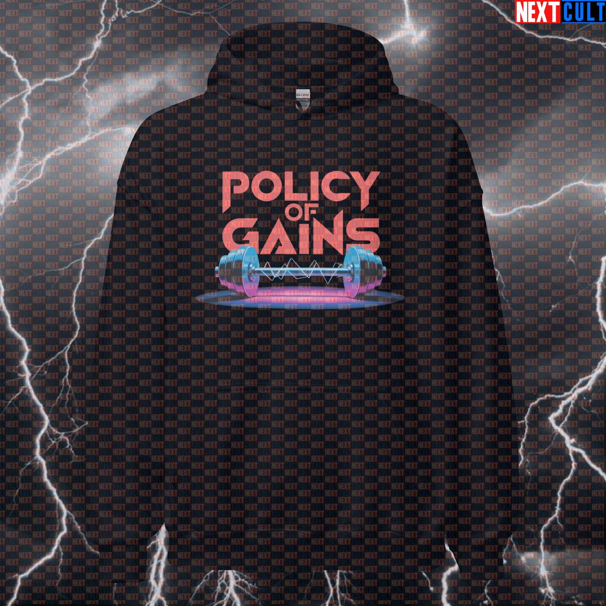 Policy Of Gains Funny Gym Hoodie - Depeche Mode Workout Hooded Sweatshirt Pullover Pump Cover Hoodies Bodybuilding Depeche Mode Fitness Gym Pump Cover Rock Music Workout Next Cult Brand