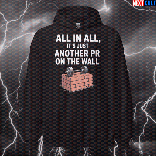 All In All Its Just Another PR On The Wall Funny Gym Hoodie - Pink Floyd Meme Hooded Sweatshirt Pullover Hoodies Bodybuilding Fitness Gym Pink Floyd Powerlifting Pump Cover Rock Music Workout Next Cult Brand