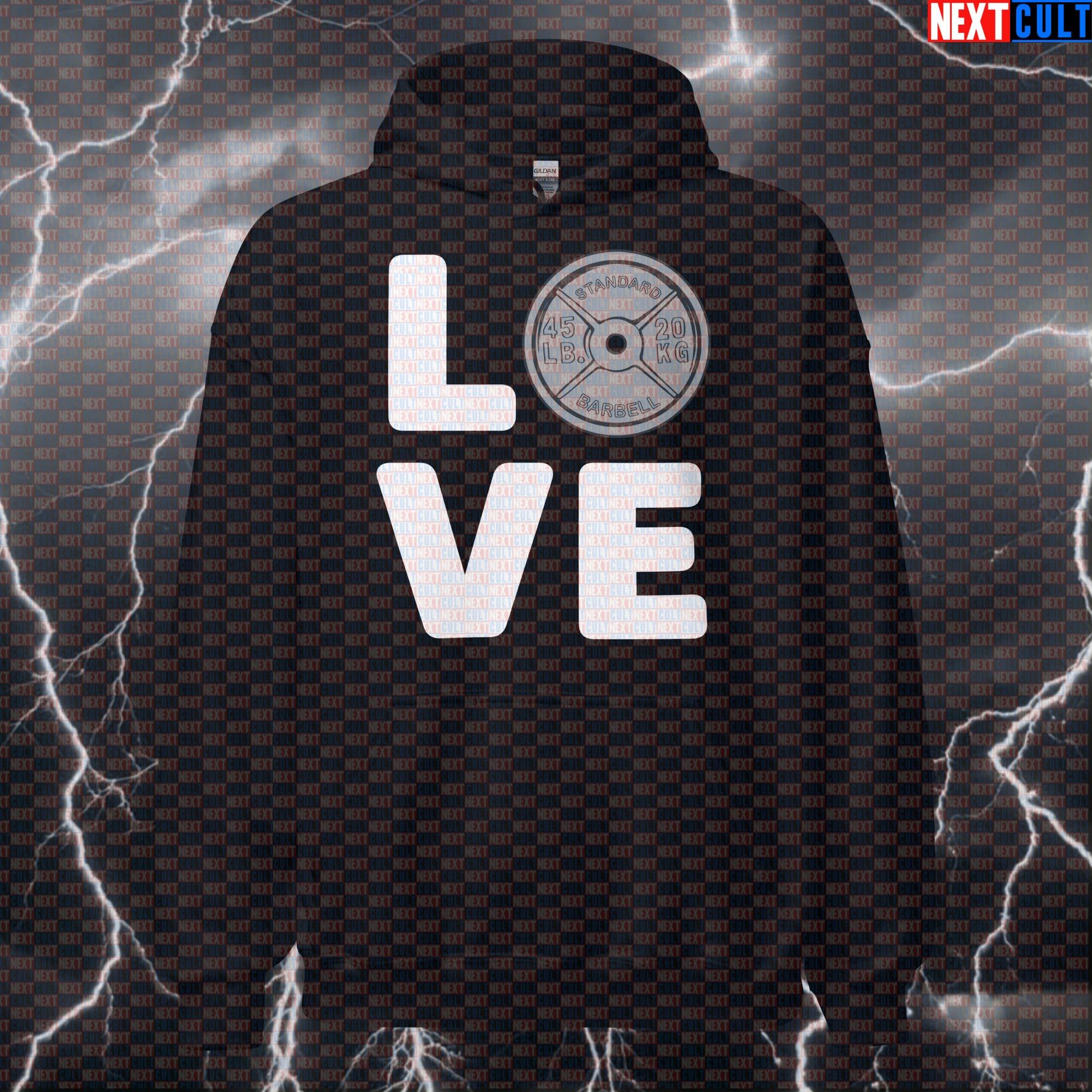 I Love Weights Funny Valentine's Day Gym Hoodie - Gym Lover Hooded Sweatshirt Pullover Pump Cover Hoodies Bodybuilding Fitness Gym Powerlifting Pump Cover Valentine's Day Workout Next Cult Brand