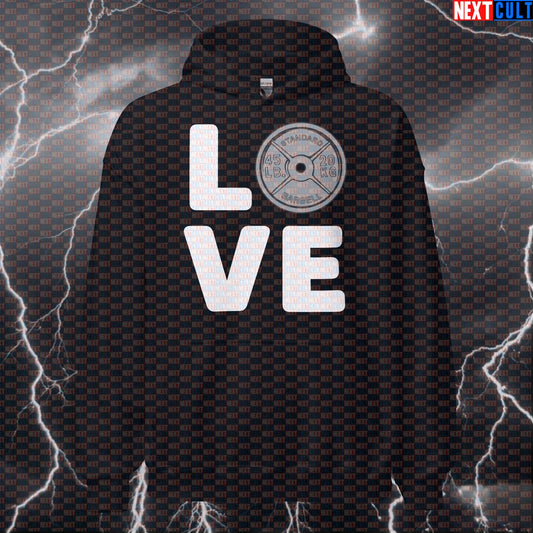 I Love Weights Funny Valentine's Day Gym Hoodie - Gym Lover Hooded Sweatshirt Pullover Pump Cover Hoodies Bodybuilding Fitness Gym Powerlifting Pump Cover Valentine's Day Workout Next Cult Brand