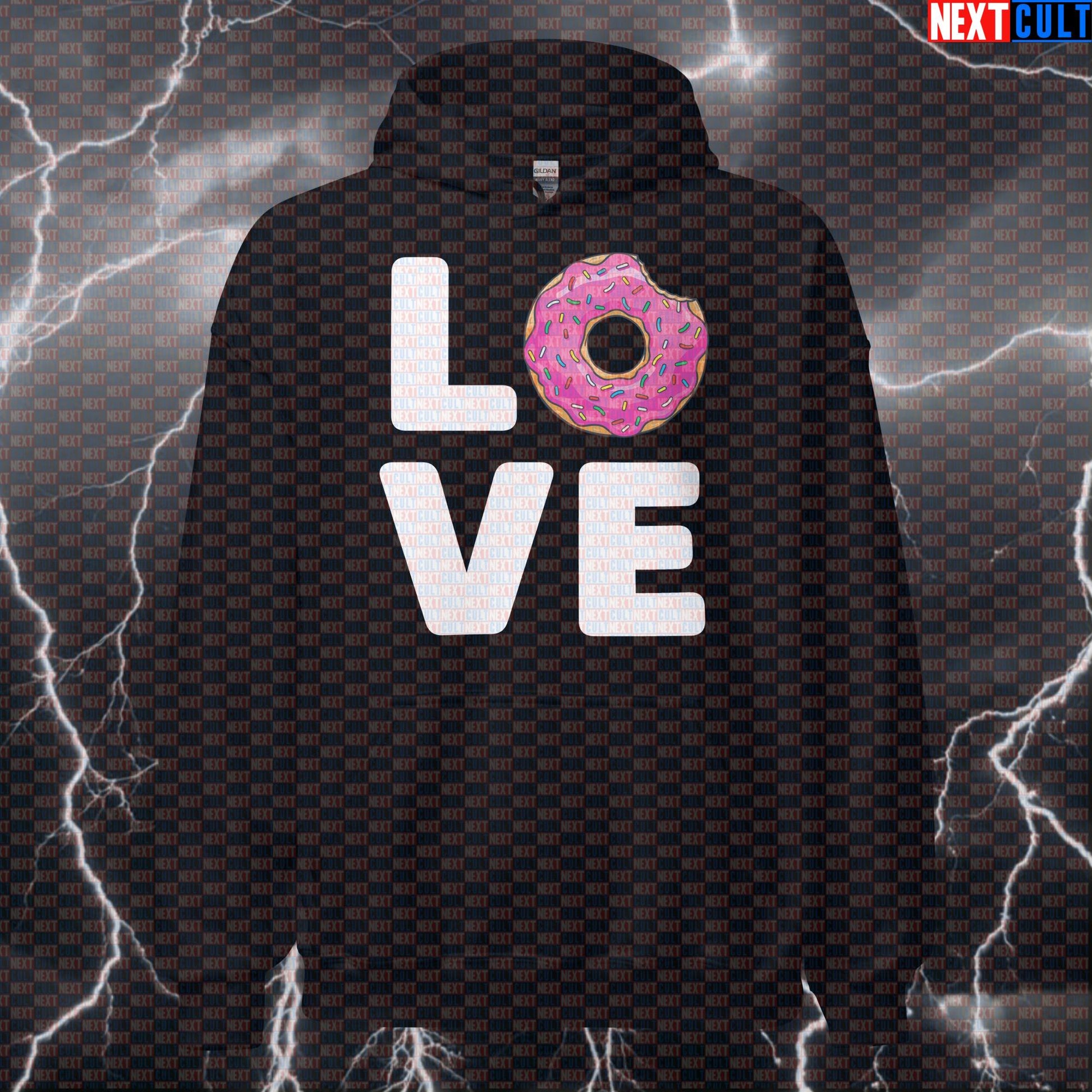 I Love Donuts Funny Gym Hoodie - Valentine's Day Fitness Hooded Sweatshirt Donut Pump Cover Hoodies Bodybuilding Bulking Donuts Fast Food Fitness Gym Pump Cover Valentine's Day Workout Next Cult Brand