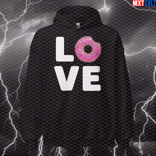 I Love Donuts Funny Gym Hoodie - Valentine's Day Fitness Hooded Sweatshirt Donut Pump Cover Hoodies Bodybuilding Bulking Donuts Fast Food Fitness Gym Pump Cover Valentine's Day Workout Next Cult Brand