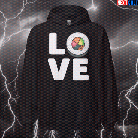 Funny Sushi Gains Gym Hoodie | Foodie Bodybuilding Hooded Pullover Hoodies Bodybuilding Bulking Fast Food Fitness Gym Pump Cover Valentine's Day Workout Next Cult Brand