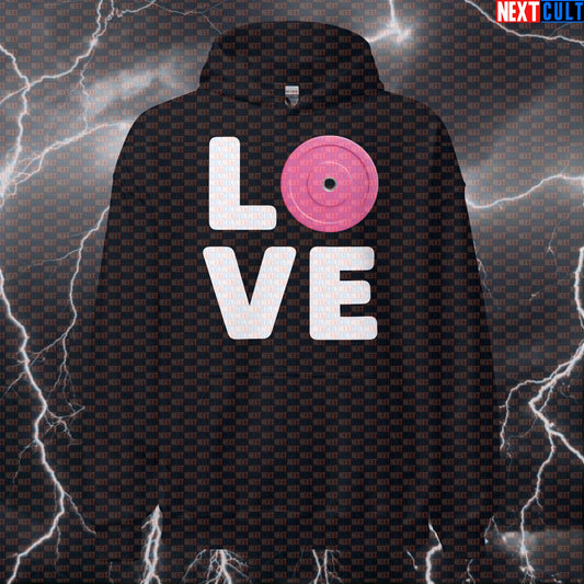 Funny Valentine's Day Gym Hoodie - I Love Lifting Pink Bumper Plate Hooded Sweatshirt Pump Cover Hoodies Bodybuilding Fitness Gym Powerlifting Pump Cover Valentine's Day Workout Next Cult Brand