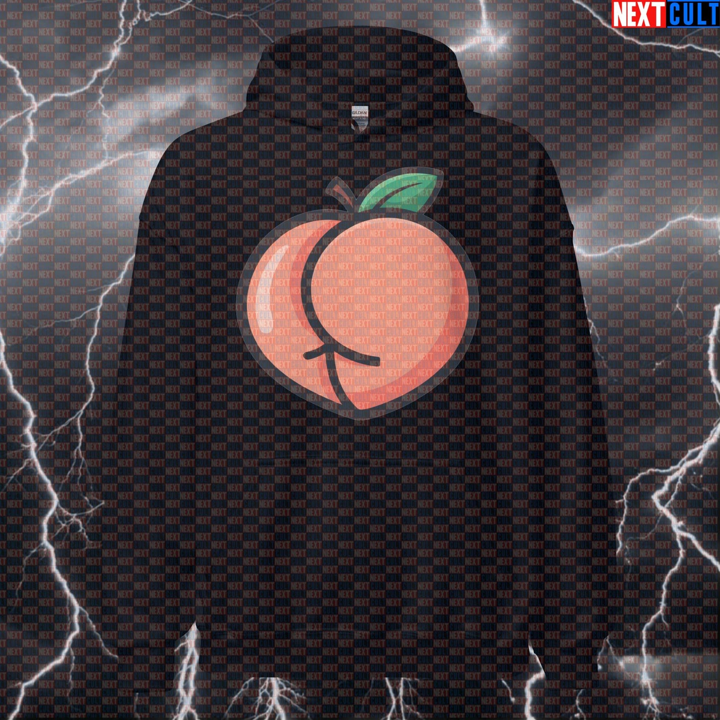 I Love Booty Peach Funny Gym Hoodie - Valentine's Leg Day Meme Hooded Sweatshirt Pullover Hoodies Bodybuilding Fast Food Fitness Gym Leg Day Powerlifting Pump Cover Valentine's Day Workout Next Cult Brand