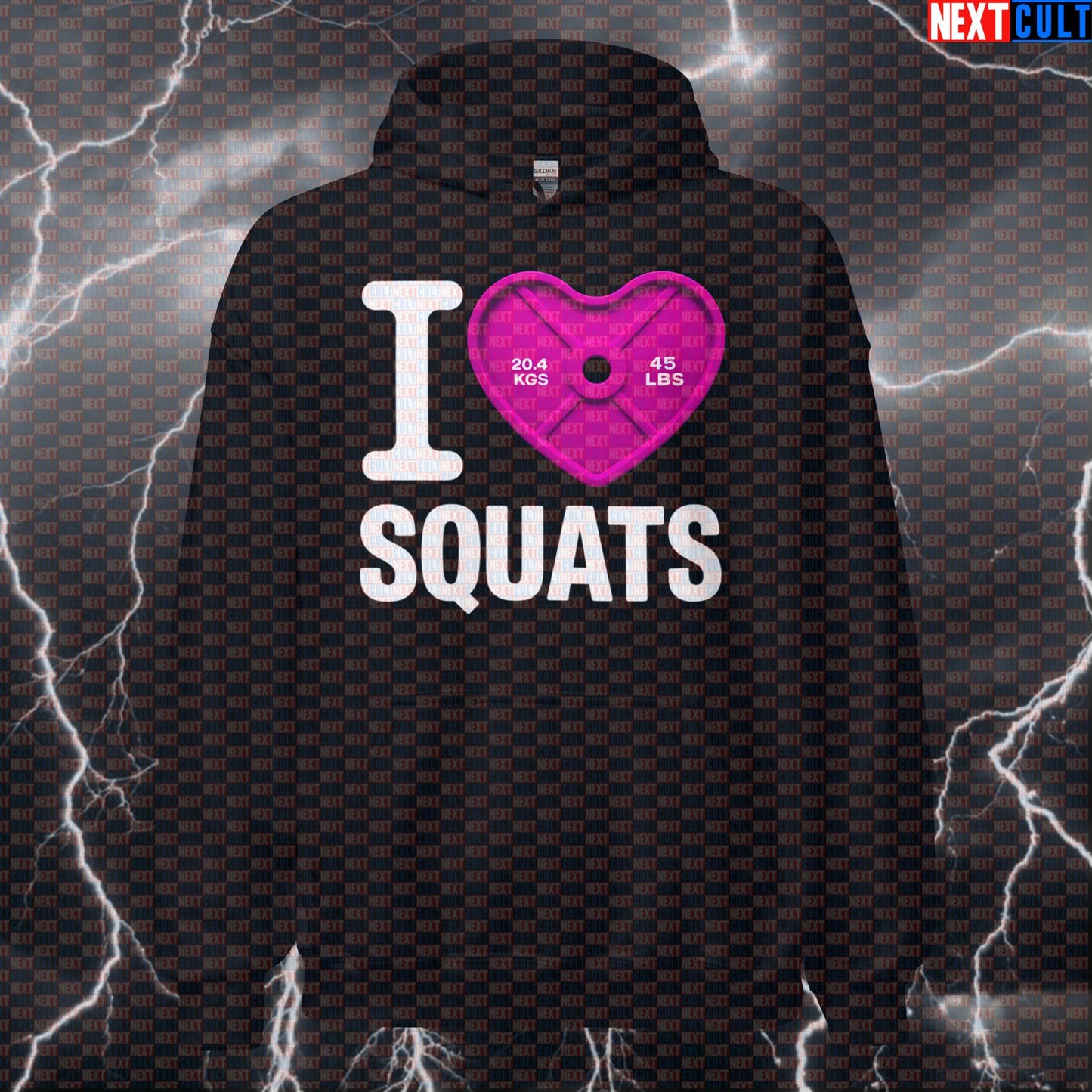 I Love Squats Funny Gym Hoodie | Valentine's Day Leg Day Hooded Pullover Hoodies Bodybuilding Fitness Gym Leg Day Powerlifting Pump Cover Valentine's Day Workout Next Cult Brand