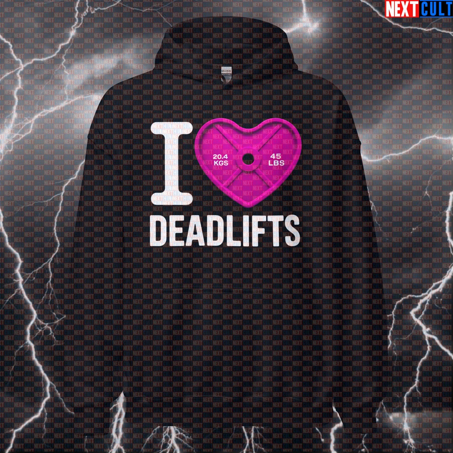 I Love Deadlifts Gym Hoodie | Funny Heart Plate Hooded Sweatshirt for Deadlift Lovers Hoodies Bodybuilding Fitness Gym Leg Day Powerlifting Pump Cover Valentine's Day Workout Next Cult Brand