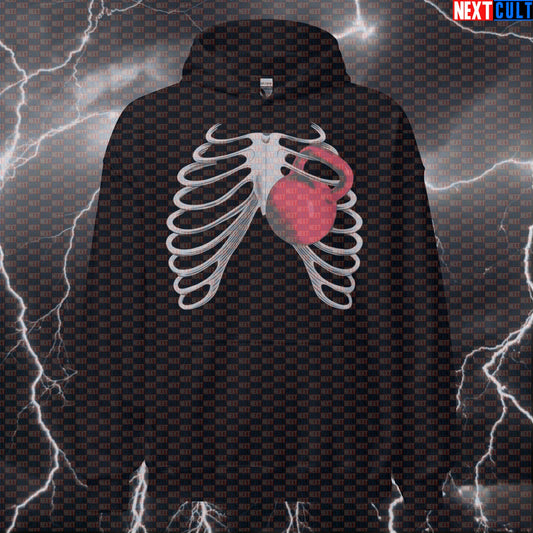 Kettlebell Heart X-Ray Funny Gym Hoodie - Valentine's Workout Hooded Sweatshirt Pump Cover Hoodies Fitness Gym Kettlebell Pump Cover Valentine's Day Workout Next Cult Brand