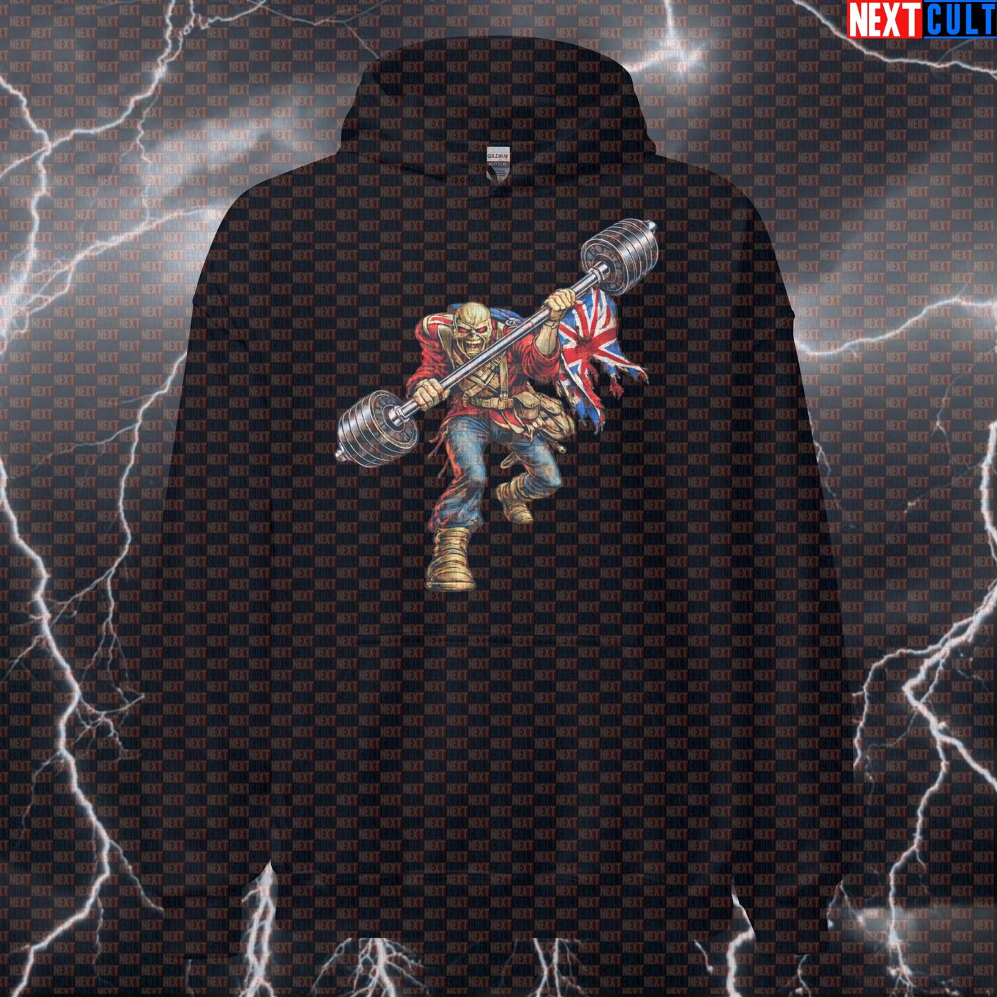 Gym Trooper Eddie Heavy Metal Funny Gym Hoodie Pullover for Powerlifting, Bodybuilding, Fitness & Rock Music Fans Hoodies Bodybuilding Fitness Gym Iron Maiden Powerlifting Pump Cover Rock Music Workout Next Cult Brand