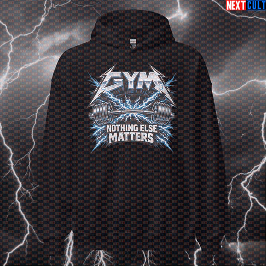 Gym Nothing Else Matters Metallica Heavy Metal Gym Hoodie — Funny Bodybuilding & Powerlifting Workout Hoodie for Lifting Metal Hoodies Next Cult Brand