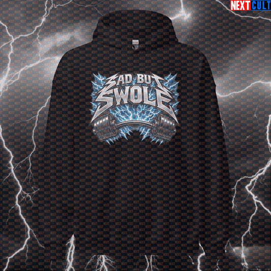 Sad But Swole Metallica Heavy Metal Gym Hoodie — Funny Bodybuilding & Powerlifting Workout Hoodie for Lifting Metal Plates Hoodies Next Cult Brand