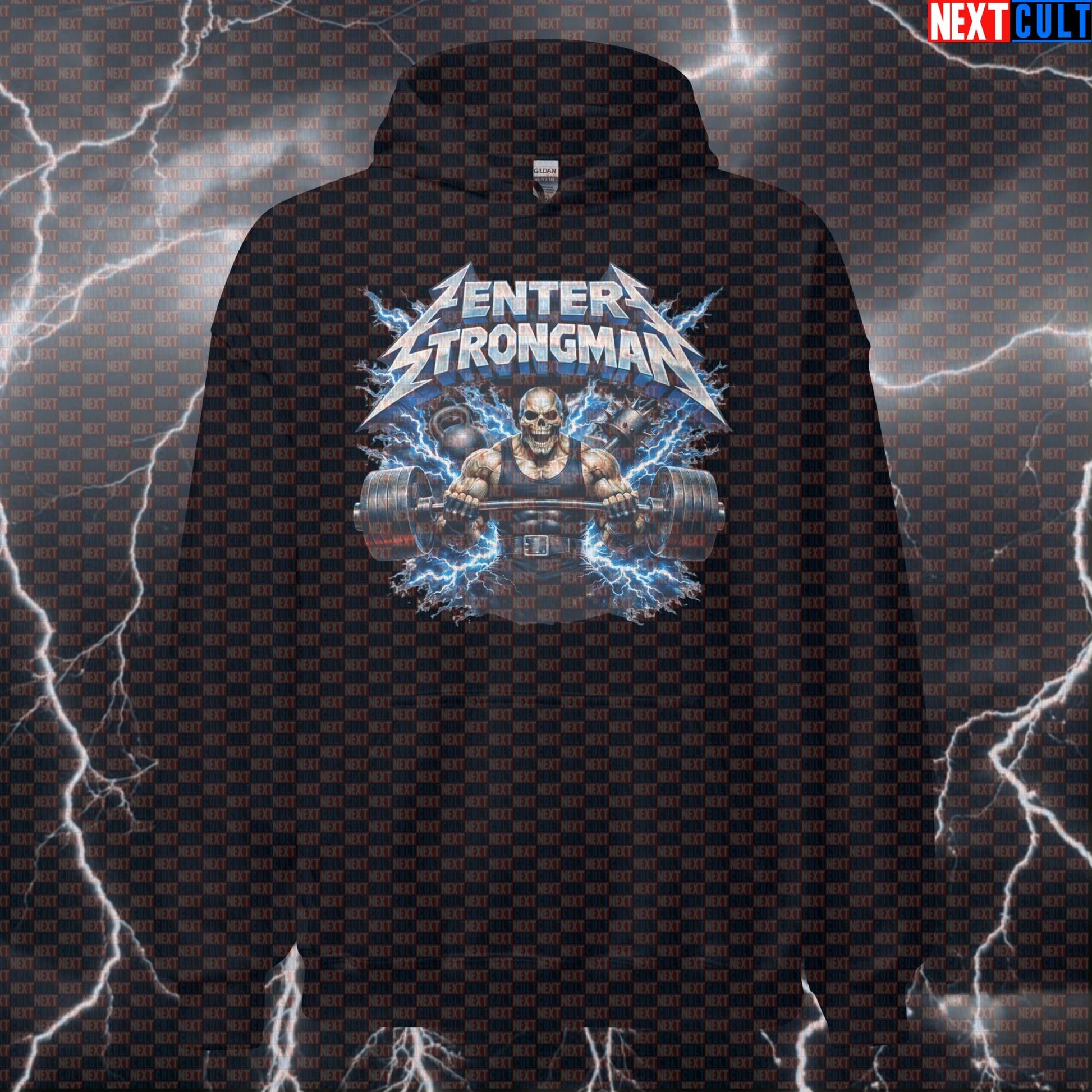 Enter Strongman Funny Gym Hoodie Enter Sandman Parody Strongman Metallica Heavy Metal Workout Hoodie Fitness Gym Metallica Pump Cover Rock Music Strongman Workout Next Cult Brand