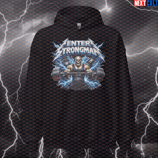 Enter Strongman Funny Gym Hoodie Enter Sandman Parody Strongman Metallica Heavy Metal Workout Hoodie Fitness Gym Metallica Pump Cover Rock Music Strongman Workout Next Cult Brand