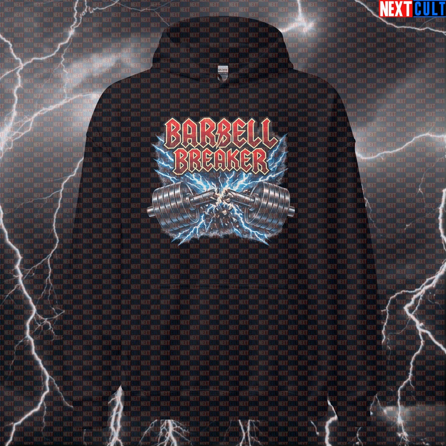 Barbell Breaker Funny Gym Hoodie Heavy Metal Workout Hoodie Bar Breaker Lifting Meme Pullover Hoodies AC/DC Bodybuilding Fitness Gym Powerlifting Pump Cover Rock Music Workout Next Cult Brand