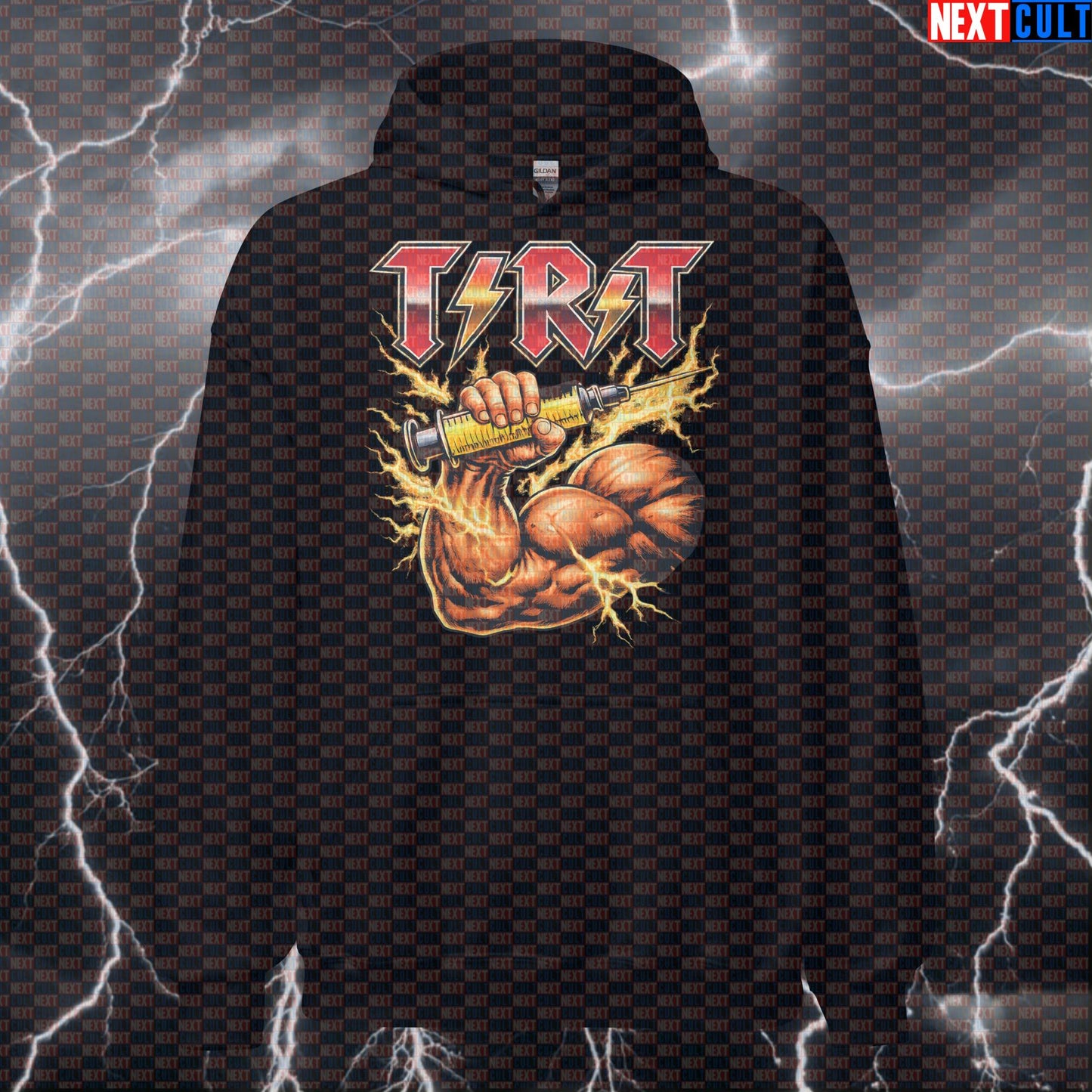 TRT Funny Gym Hoodie AC/DC Heavy Metal Rock Music TNT Parody Hoodie for Hardcore Lifters Hoodies AC/DC Bodybuilding Fitness Gym Pump Cover Rock Music Steroids Workout Next Cult Brand