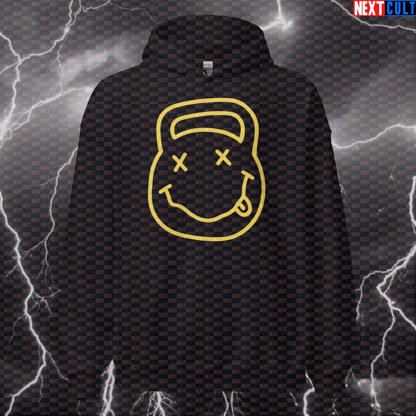 Grunge Kettlebell Funny Gym Hoodie Hooded Sweatshirt Pullover Pump Cover for Lifters Nirvana Fans Hoodies Bodybuilding Fitness Gym Kettlebell Nirvana Pump Cover Rock Music Workout Next Cult Brand