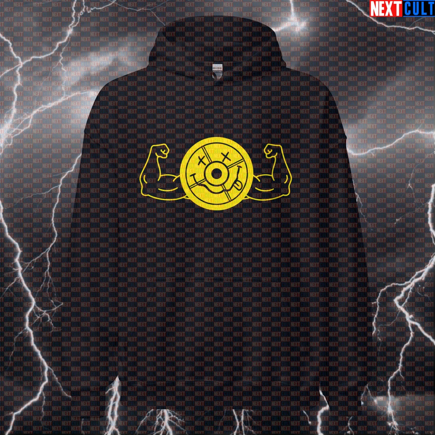 Grunge Weight Plate Funny Gym Hoodie Hooded Sweatshirt Pullover Pump Cover for Lifters Nirvana Fans Hoodies Bodybuilding Fitness Gym Nirvana Powerlifting Pump Cover Rock Music Workout Next Cult Brand