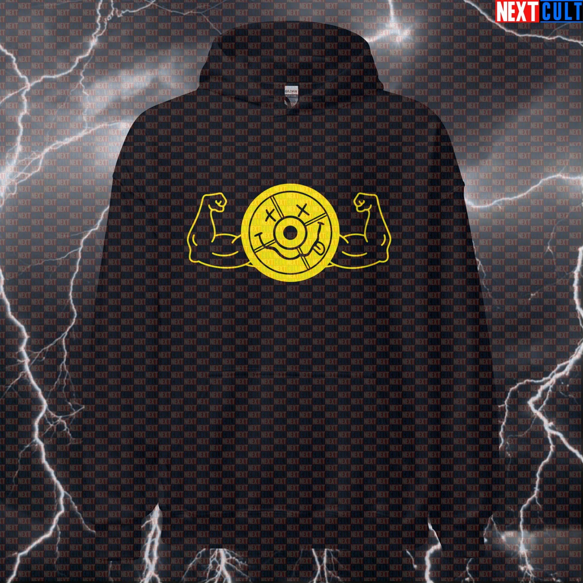 Grunge Weight Plate Funny Gym Hoodie Hooded Sweatshirt Pullover Pump Cover for Lifters Nirvana Fans Hoodies Bodybuilding Fitness Gym Nirvana Powerlifting Pump Cover Rock Music Workout Next Cult Brand