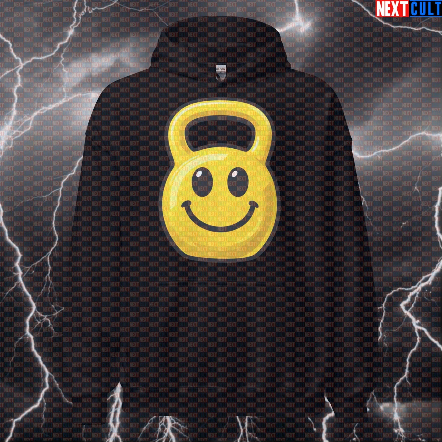 Happy Kettlebell Emoji Funny Gym Hoodie Smiley Kettlebell for Fitness Lovers Hoodies Bodybuilding Fitness Gym Kettlebell Pump Cover Workout Next Cult Brand