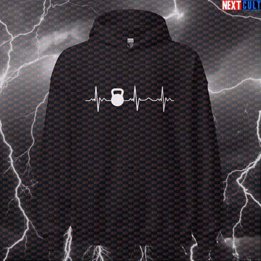 Kettlebell Heartbeat Funny Gym Hoodie Hooded Sweatshirt Pullover Pump Cover for Lifters Workout Fans Hoodies Bodybuilding Fitness Gym Kettlebell Pump Cover Workout Next Cult Brand