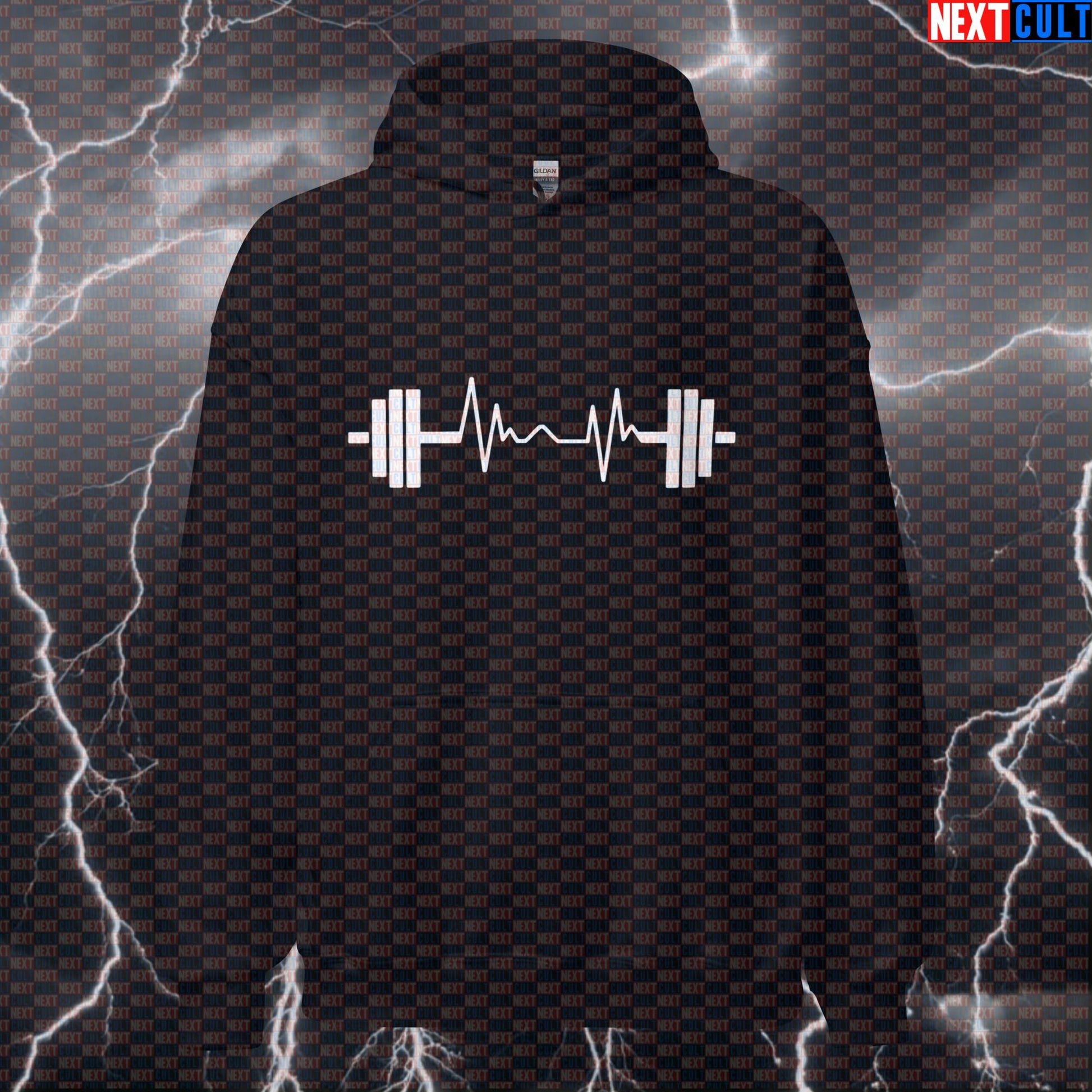Barbell Heartbeat Funny Gym Hoodie Hooded Sweatshirt Pullover Pump Cover for Powerlifting Lifters Hoodies Next Cult Brand