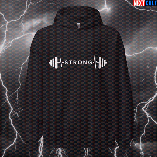 I’m Strong Barbell Heartbeat Funny Gym Hoodie Hooded Sweatshirt Pullover Pump Cover for Strength Training Hoodies Next Cult Brand
