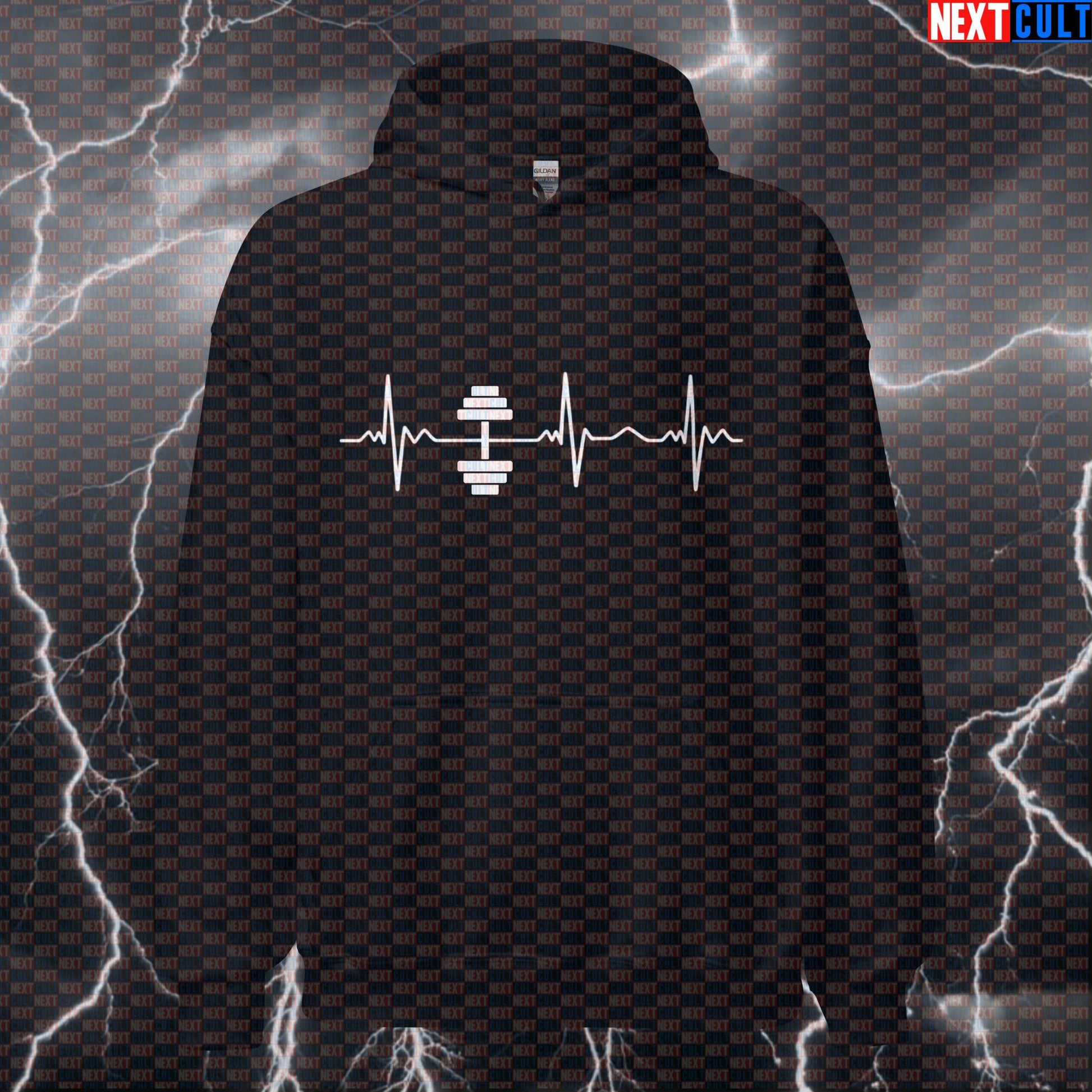 Dumbbell Heartbeat Funny Gym Hoodie Hooded Sweatshirt Pullover Pump Cover for Lifters Fitness Fans Hoodies Next Cult Brand