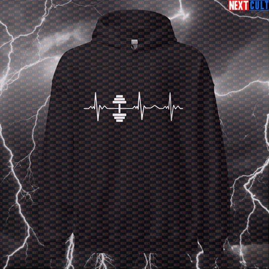 Dumbbell Heartbeat Funny Gym Hoodie Hooded Sweatshirt Pullover Pump Cover for Lifters Fitness Fans Hoodies Next Cult Brand