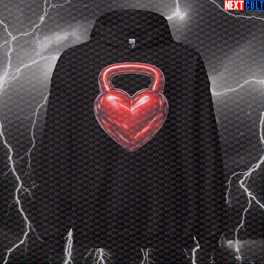 Heart Shaped Kettlebell Valentine’s Day Gym Hoodie for Kettlebell Training, Love, and Funny Fitness Style Hoodies Fitness Gym Kettlebell Pump Cover Valentine's Day Workout Next Cult Brand