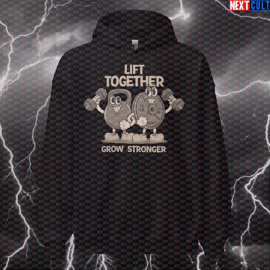 Lift Together Grow Stronger Funny Gym Hoodie for Workout Partners and Lifting Friends Bodybuilding Fitness Gym Kettlebell Powerlifting Pump Cover Workout Next Cult Brand