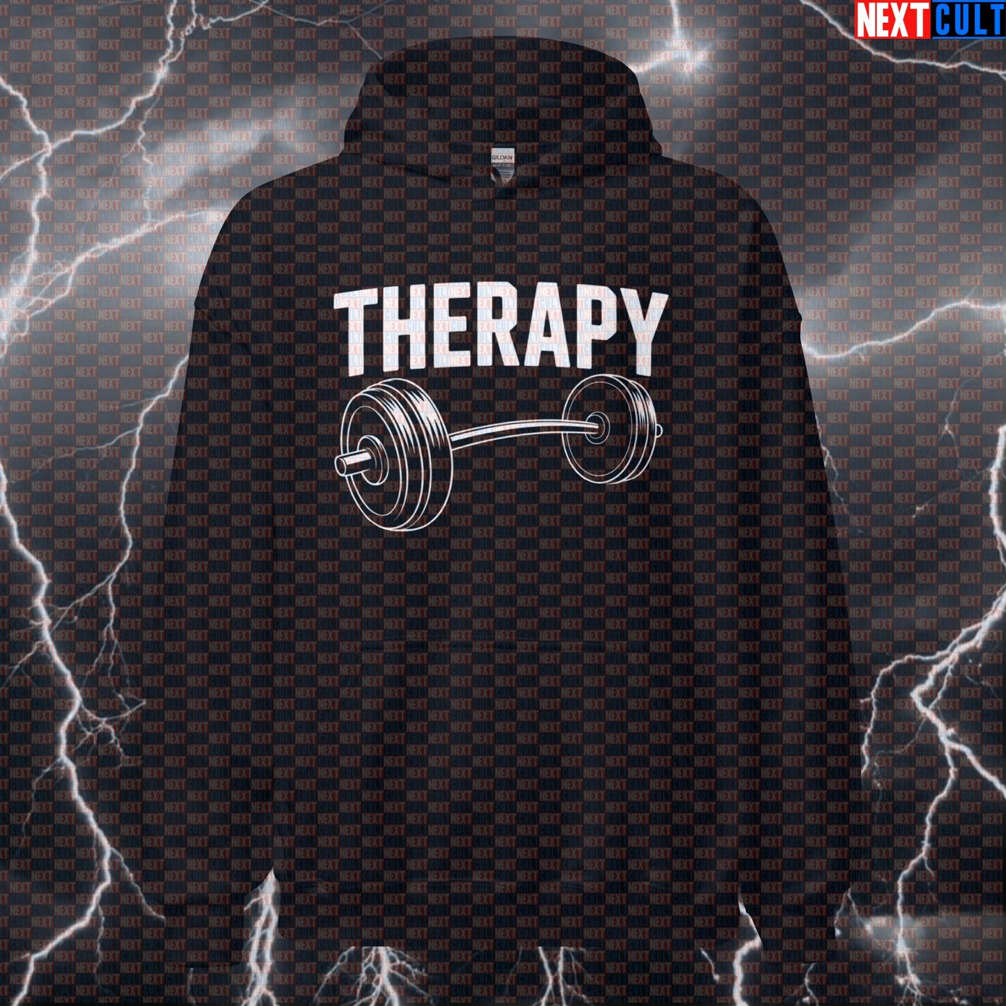 Therapy Barbell Funny Gym Hoodie – Workout Fitness Lifting Bodybuilding Powerlifting Meme Hoodie Bodybuilding Fitness Gym Powerlifting Pump Cover Workout Next Cult Brand