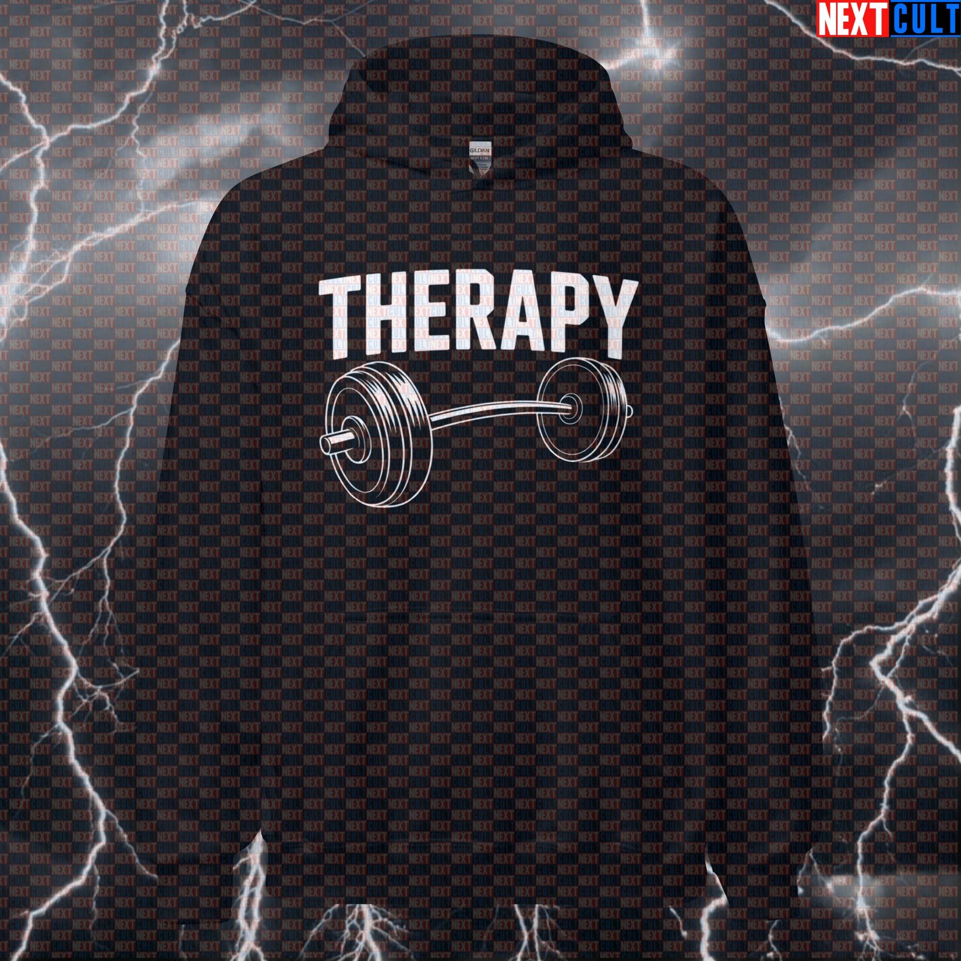 Therapy Barbell Funny Gym Hoodie – Workout Fitness Lifting Bodybuilding Powerlifting Meme Hoodie Bodybuilding Fitness Gym Powerlifting Pump Cover Workout Next Cult Brand