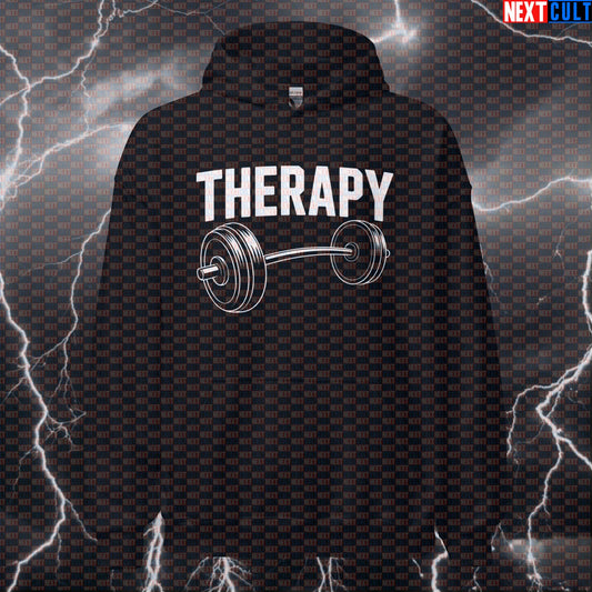Therapy Barbell Funny Gym Hoodie – Workout Fitness Lifting Bodybuilding Powerlifting Meme Hoodie Bodybuilding Fitness Gym Powerlifting Pump Cover Workout Next Cult Brand