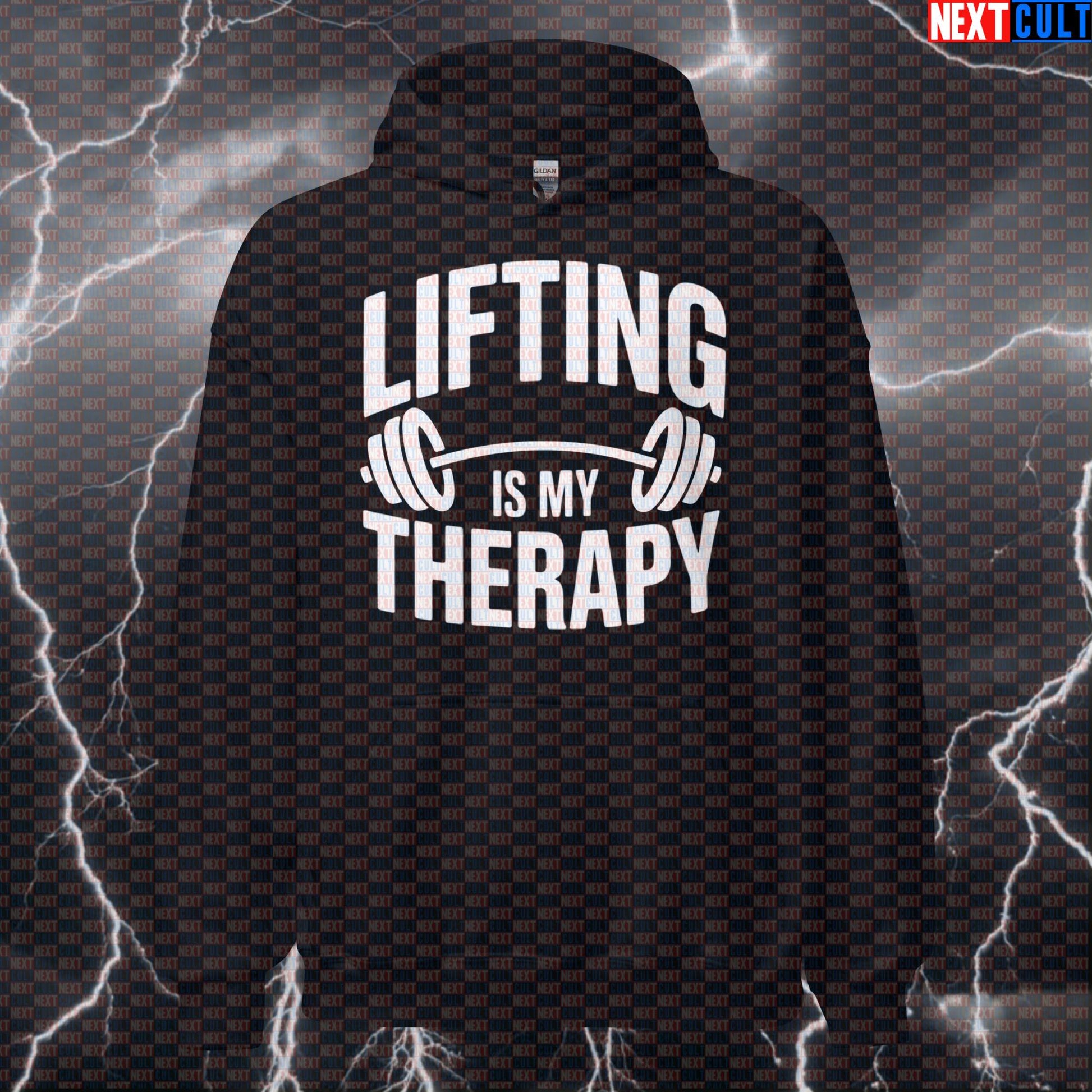 Lifting Is My Therapy Funny Gym Hoodie – Workout Fitness Bodybuilding Powerlifting Meme Hoodie Bodybuilding Fitness Gym Powerlifting Pump Cover Workout Next Cult Brand